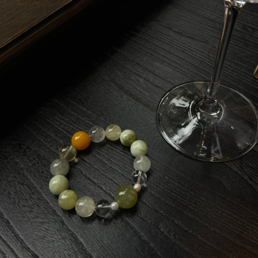 Green Fluorite & Green Phantom & Citrine Bracelet - Chakra Alignment & Energy Flow