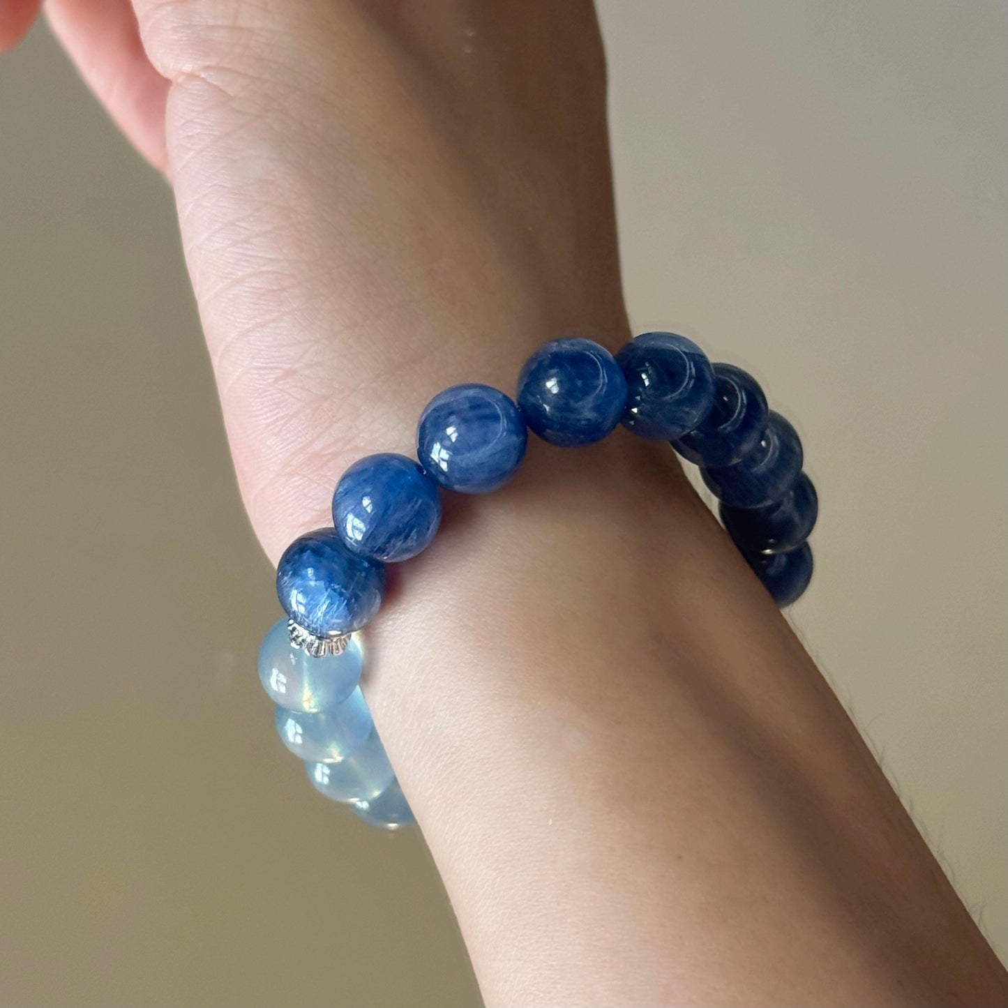 Aquamarine & Kyanite Crystal Bracelet - Activate Third Eye Chakra & Intuition