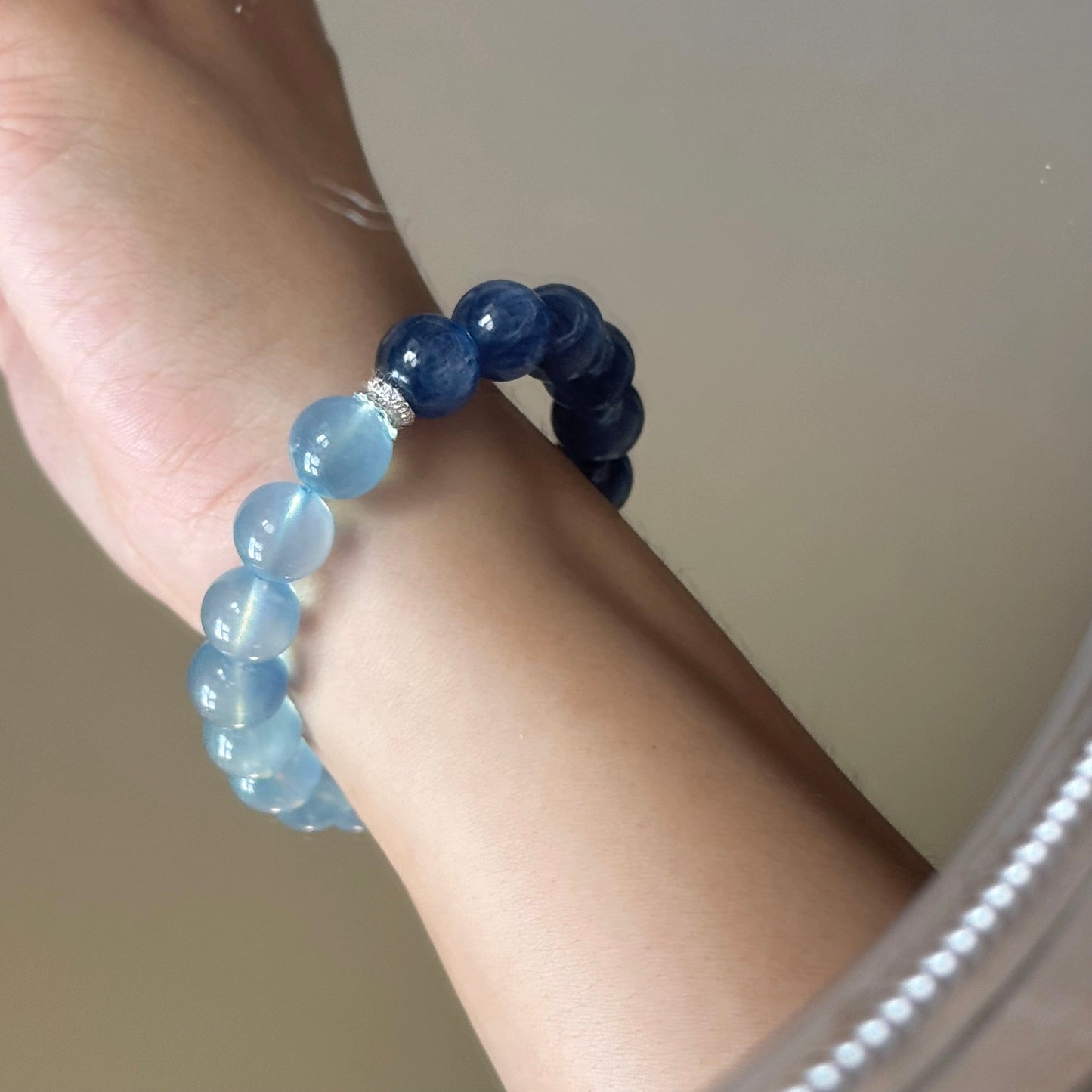 Aquamarine & Kyanite Crystal Bracelet - Activate Third Eye Chakra & Intuition