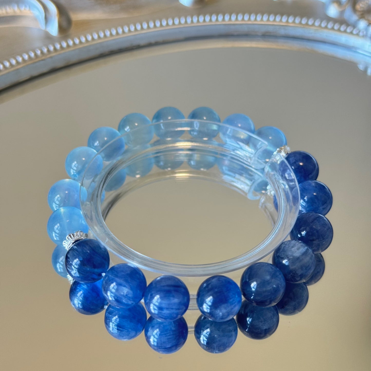 Aquamarine & Kyanite Crystal Bracelet - Activate Third Eye Chakra & Intuition