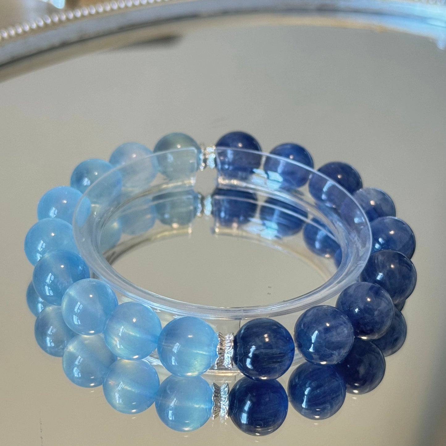 Aquamarine & Kyanite Crystal Bracelet - Activate Third Eye Chakra & Intuition