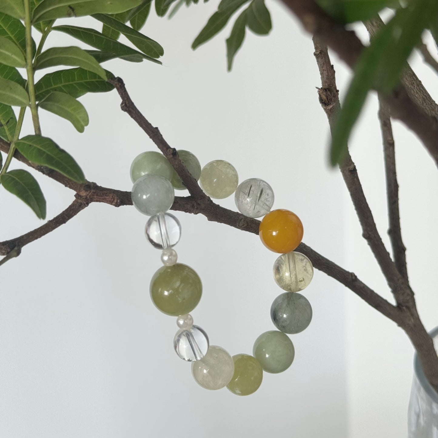 Green Fluorite & Green Phantom & Citrine Bracelet - Chakra Alignment & Energy Flow