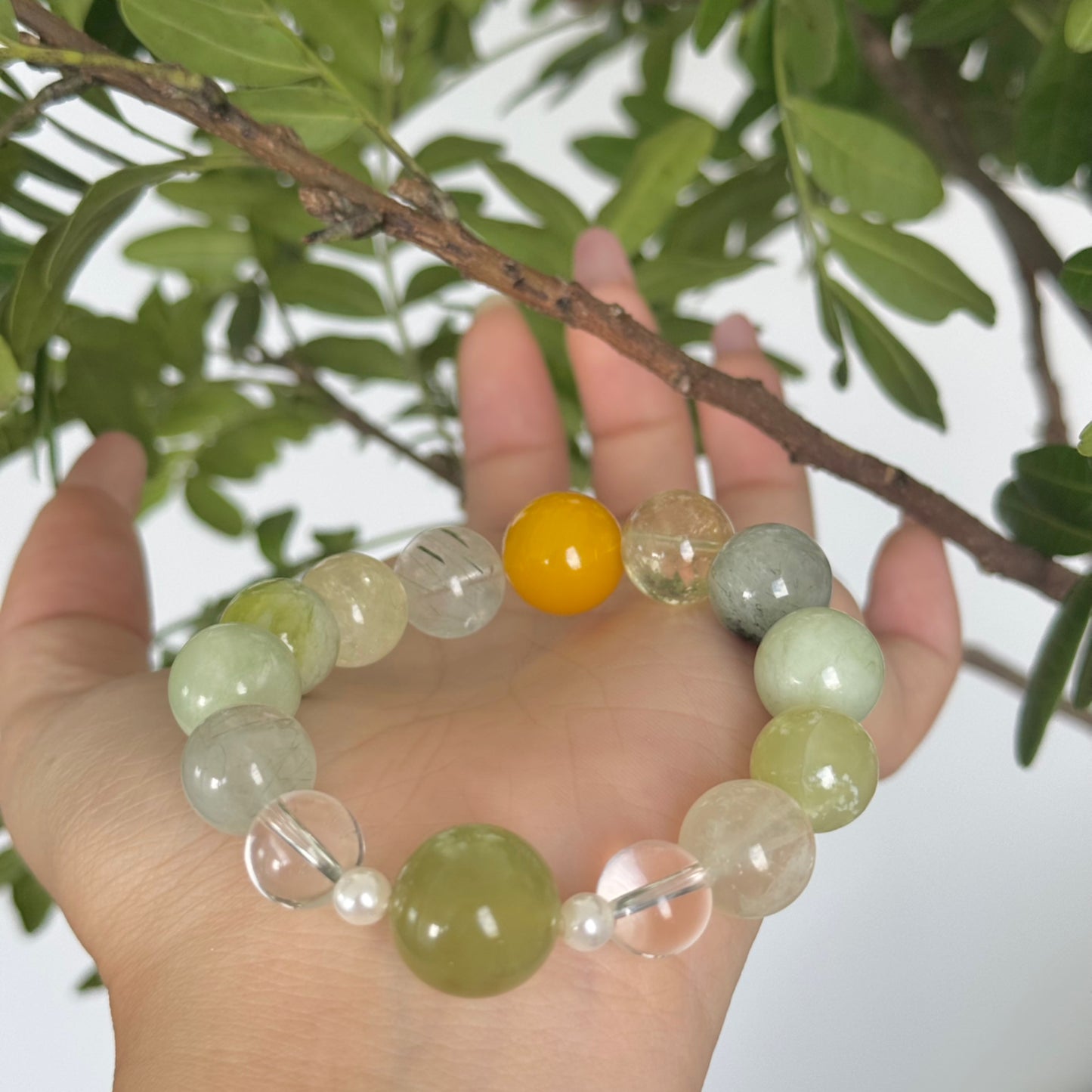 Green Fluorite & Green Phantom & Citrine Bracelet - Chakra Alignment & Energy Flow