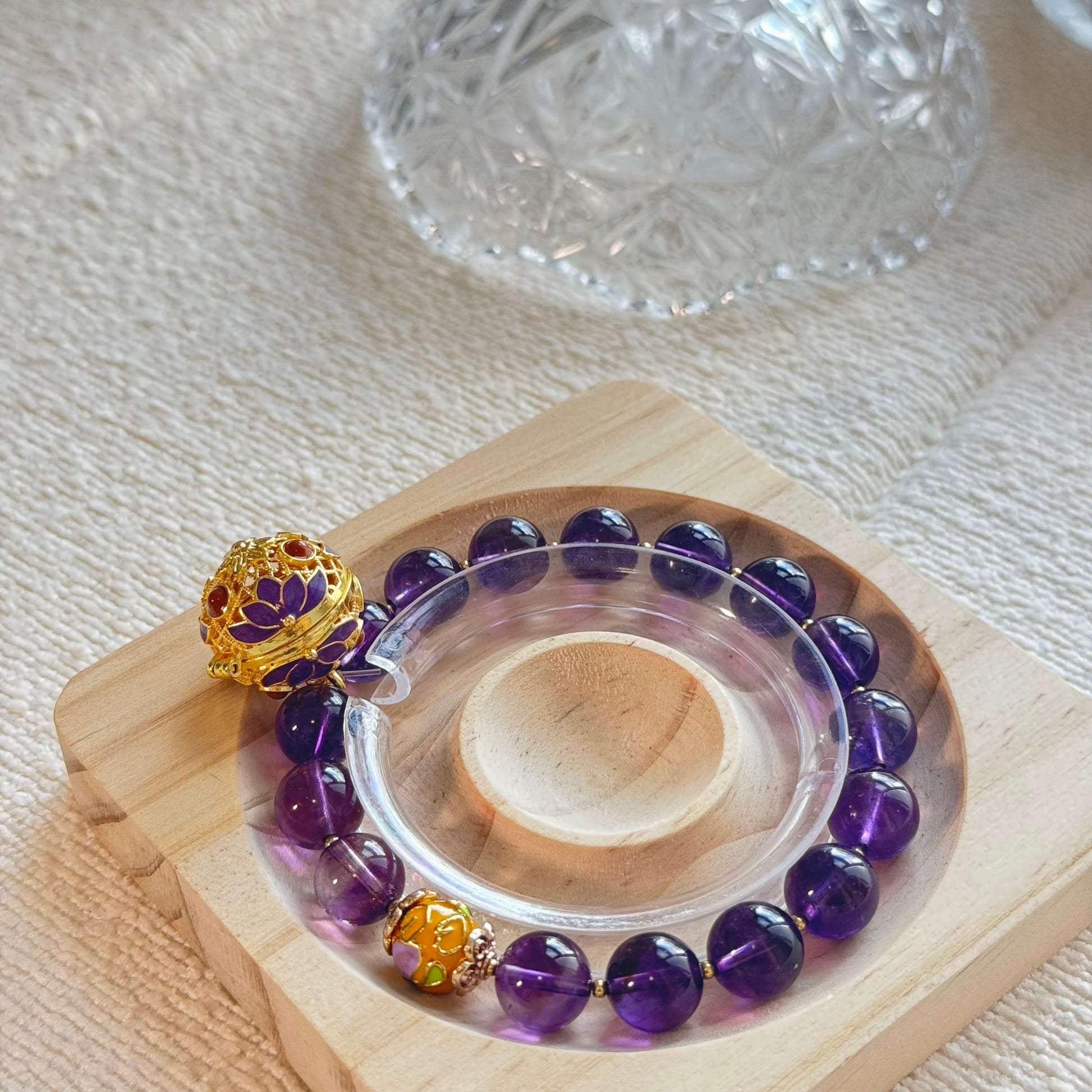 Imperial Amethyst Cloisonné Vintage Bracelet – Handmade Jewelry with Ancient Botanical Sachet-1