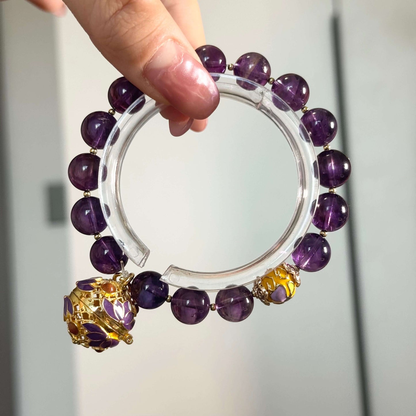 Imperial Amethyst Cloisonné Vintage Bracelet – Handmade Jewelry with Ancient Botanical Sachet-2