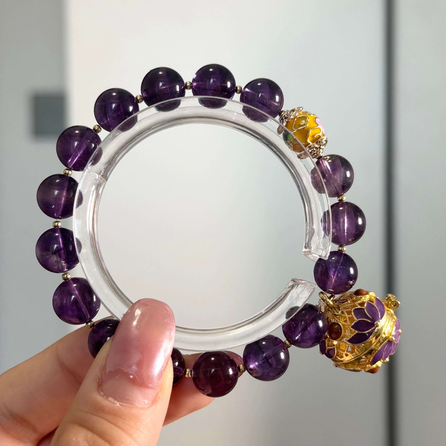 Imperial Amethyst Cloisonné Vintage Bracelet – Handmade Jewelry with Ancient Botanical Sachet-3