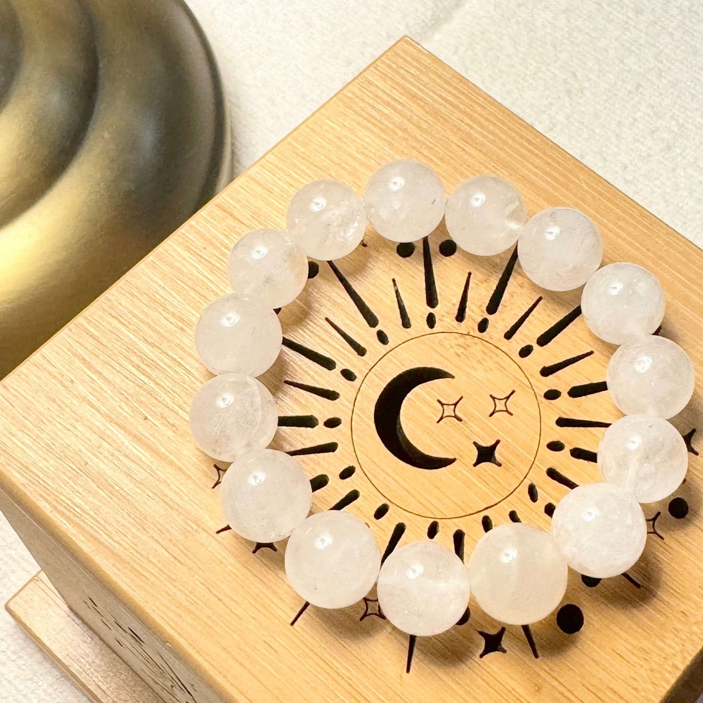 Moonstone & White Phantom Quartz Healing Bracelet-1